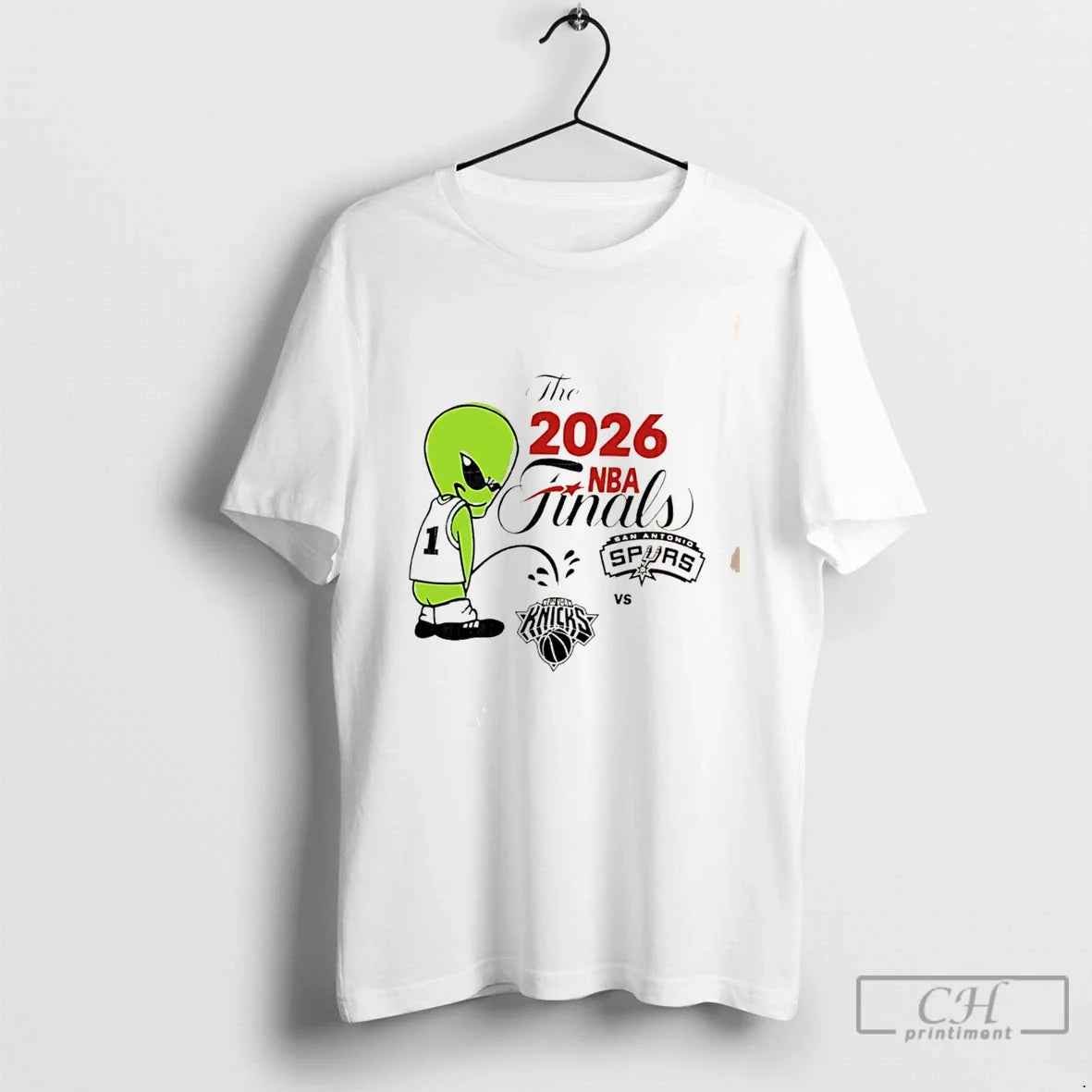 Premium Spurs Wemby Alien Pee On Knicks 2026 Nba Finals Tee Unisex