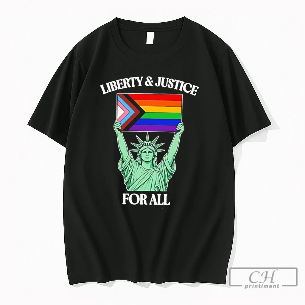 Premium Statue Of Liberty Holding Progress Pride Flag Tee Unisex