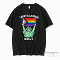 Premium Statue Of Liberty Holding Progress Pride Flag Tee Unisex