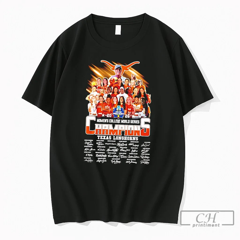 Premium Texas Longhorns Womens College World Series Champions 2026 Signatures Tee Unisex