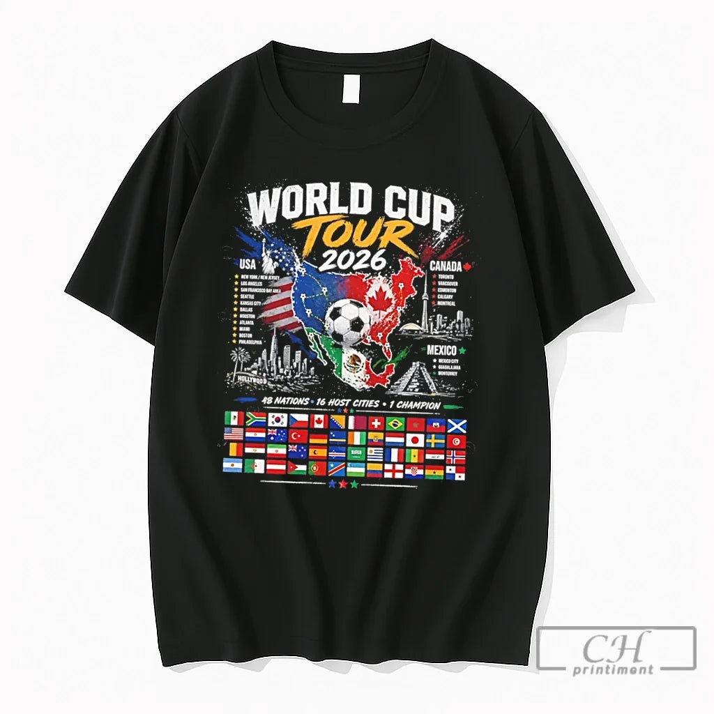 Premium World Cup Tour 2026 Map Graphic Tee Unisex