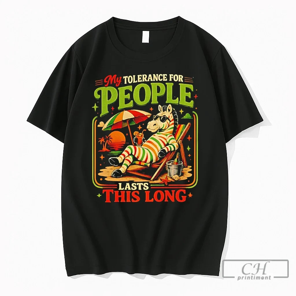 Premium Zebra Relaxing On Beach Chair My Tolerance For People Lasts This Long T Shirts Unisex