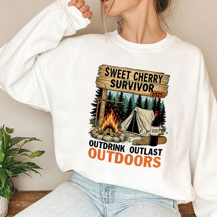 Sweet Cherry Survivor 2025 Outdrink Outlast Outdoors T Shirt