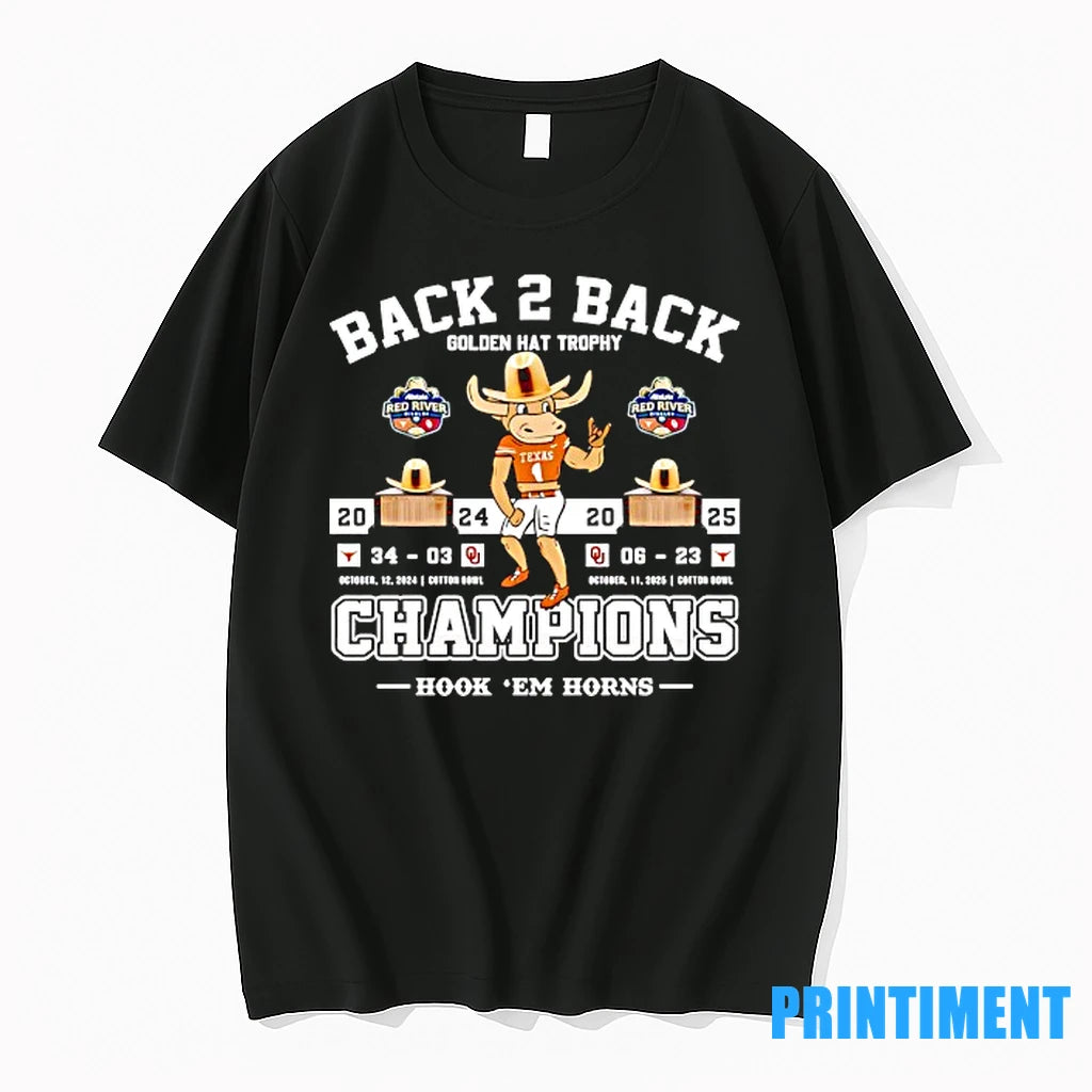 Texas Longhorns Beat Oklahoma Sooners Back 2 Back Golden Hat Trophy Champions 2025 Tshirts Sweater