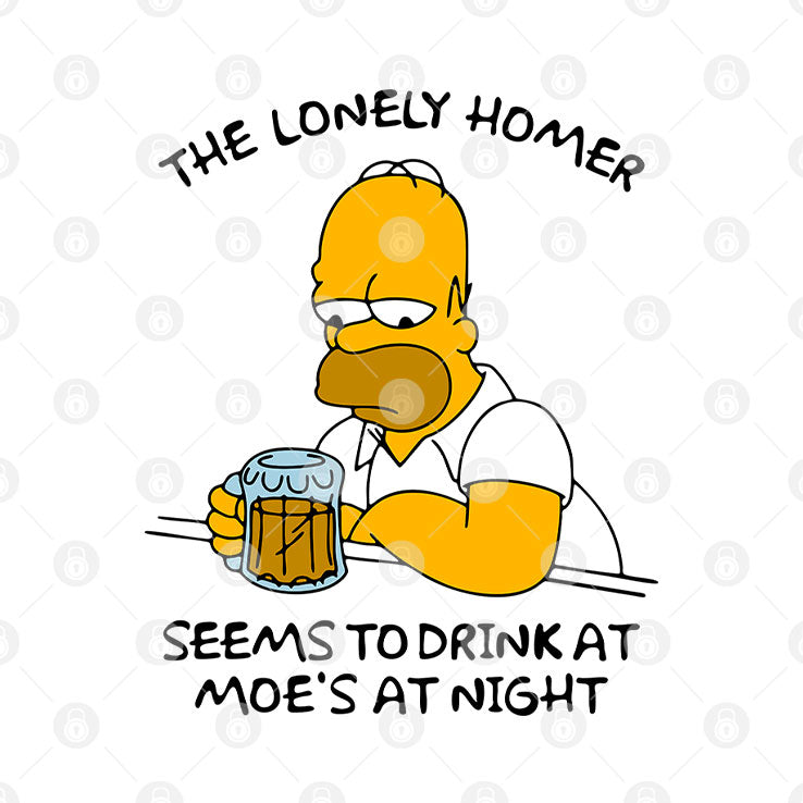 The Lonely Homer Seems To Drink At Moe’s At Night T Shirt