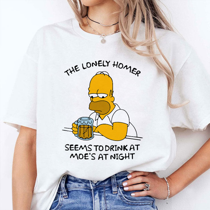 The Lonely Homer Seems To Drink At Moe’s At Night T Shirt