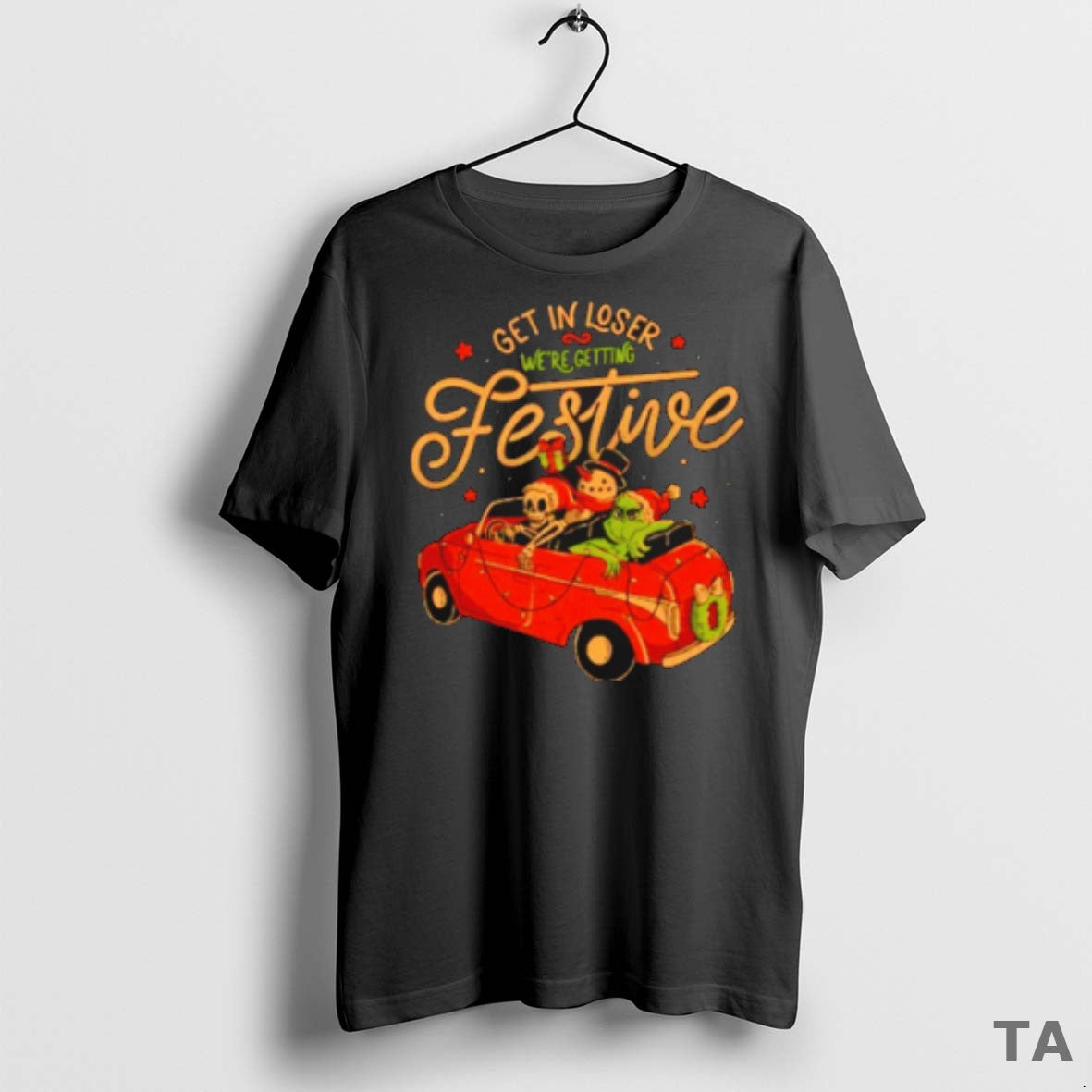 Top Skeleton Snowman And Grinch Were Getting Festive Xmas T Shirt Sweater