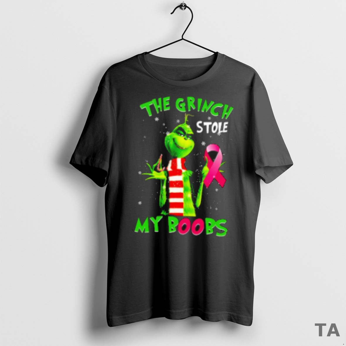 Top The Grinch Stole My Boobs The Grinch Breast Cancer Christmas T Shirt Sweater
