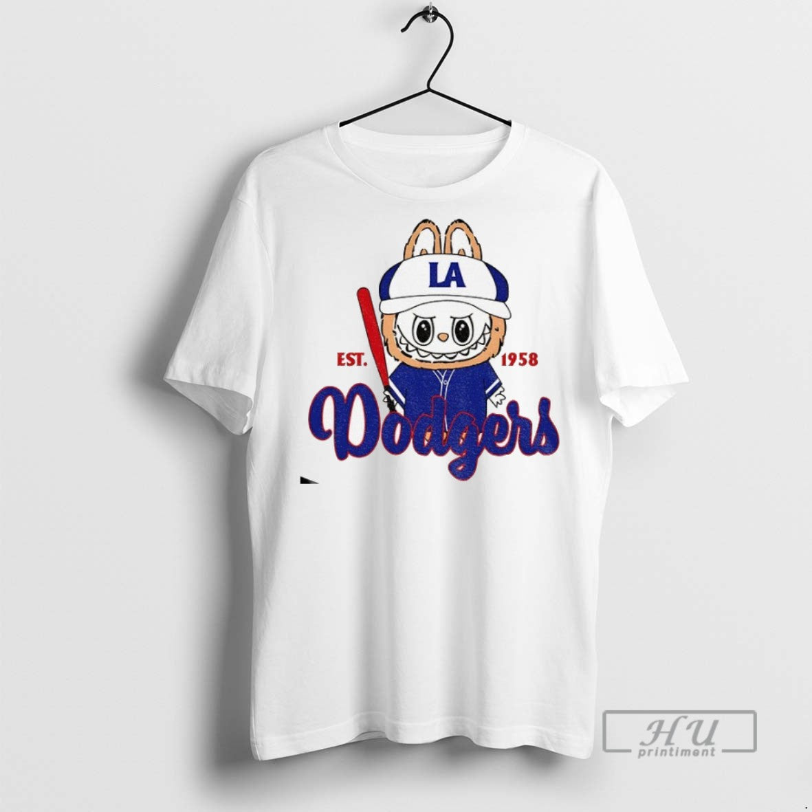Trending Cute Monster Labubu Los Angeles Dodgers Mlb Baseball Est 1958 Graphic Tee Shirts