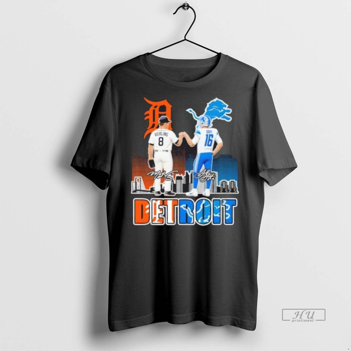Trending Detroit Sports Vierling Tigers X Goff Lions Skyline Graphic Tee Shirt Sweater