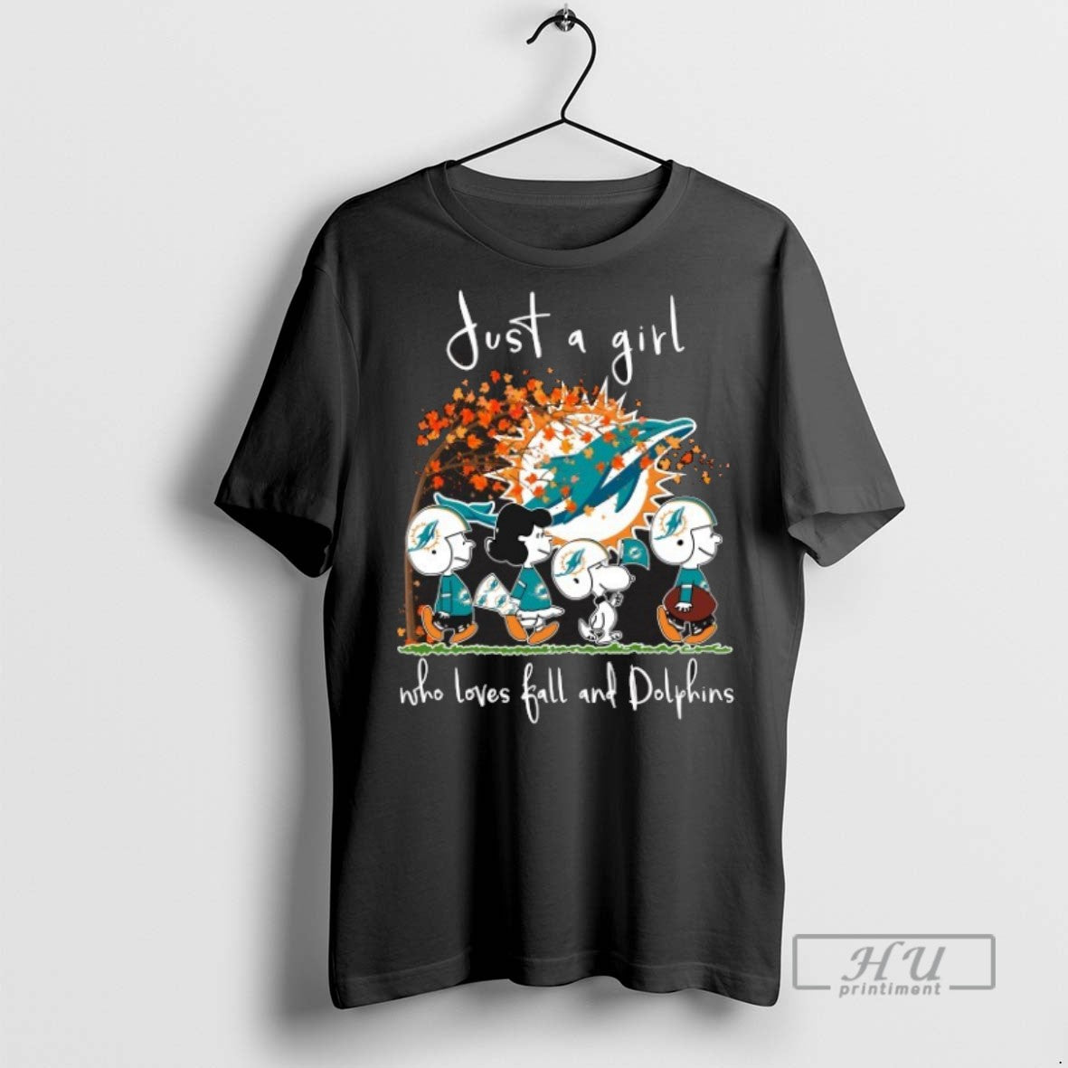 Trending Officials 2025 Peanuts Characters Just A Girl Who Loves Fall And Miami Dolphins