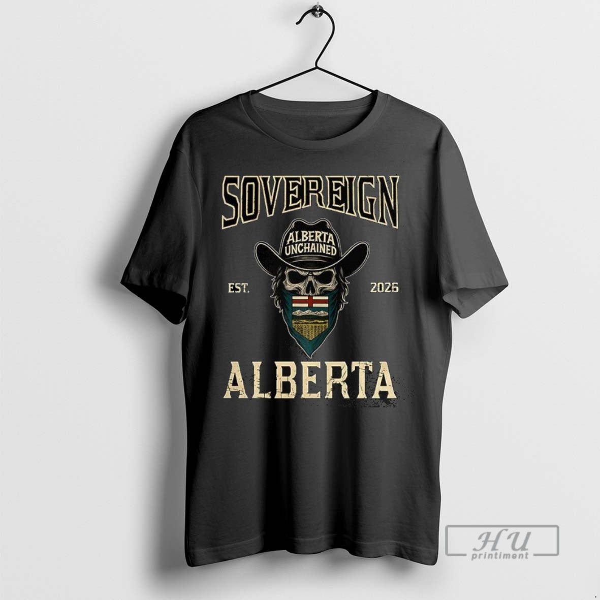 Trending Sovereign Alberta Unchained Est 2026 Skull T Shirt