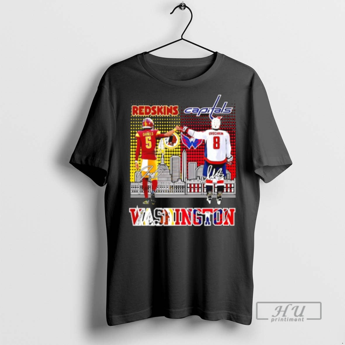 Trending Washington Commanders Daniels Vs Washington Capitals Ovechkin Skyline Signature T Shirts Sweatshirt Hoodies