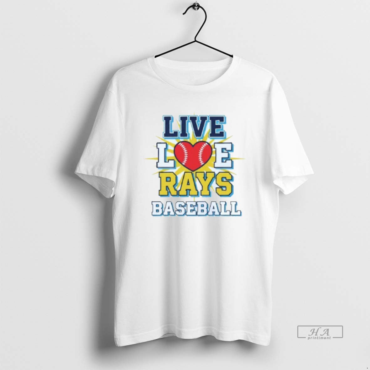 Trendy Live Love Tampa Bay Rays Baseball Mens White Tee