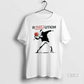 Trendy Revolution Flower Thrower Banksy Stencil Mens White Tee