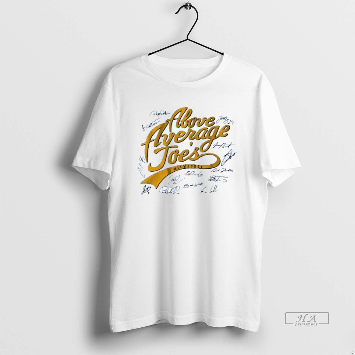 Trendy The Above Average Joes Milwaukee Brewers Baseball Signature Mens White Tee