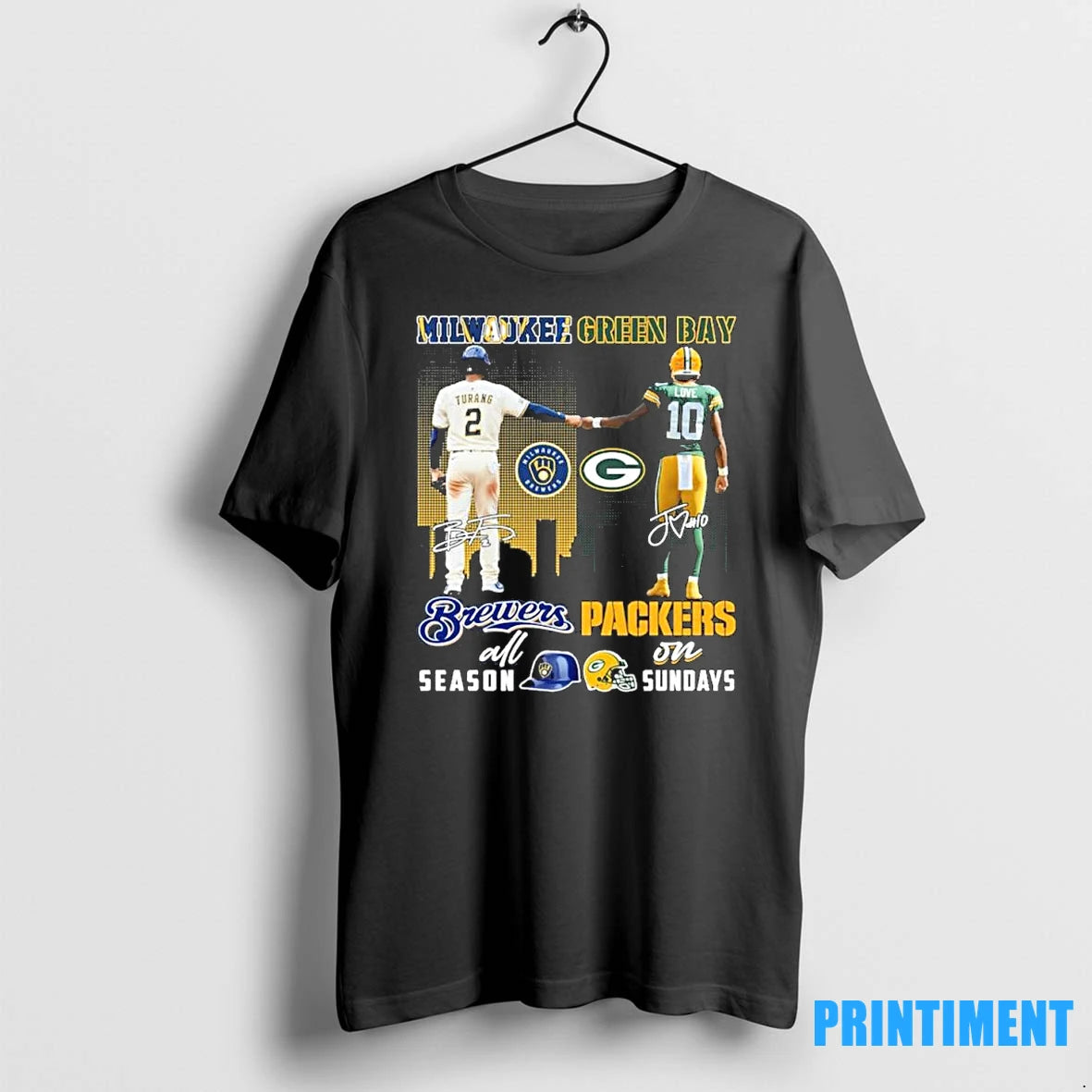 Turang Milwaukee Brewers All Season And Love Green Bay Packers On Sundays Tshirts Sweater