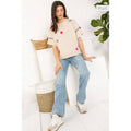 /Size Xl/ Star Pattern Ruffle Short Sleeve Knit Top in Cream