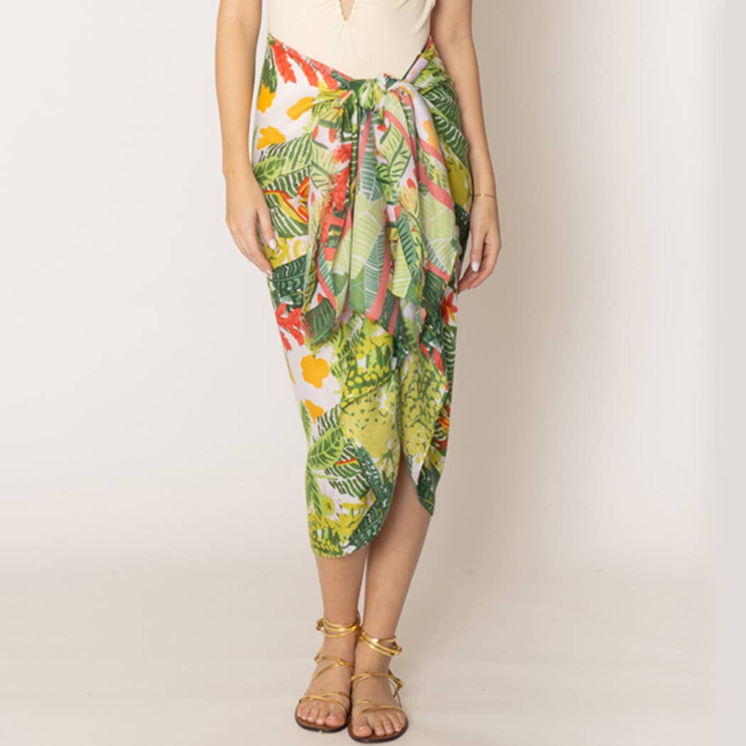 Tropical Floral Print Beach Wrap Skirt Sarong