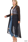 ...SI-21814 Plus Mesh Open Front Cardigan