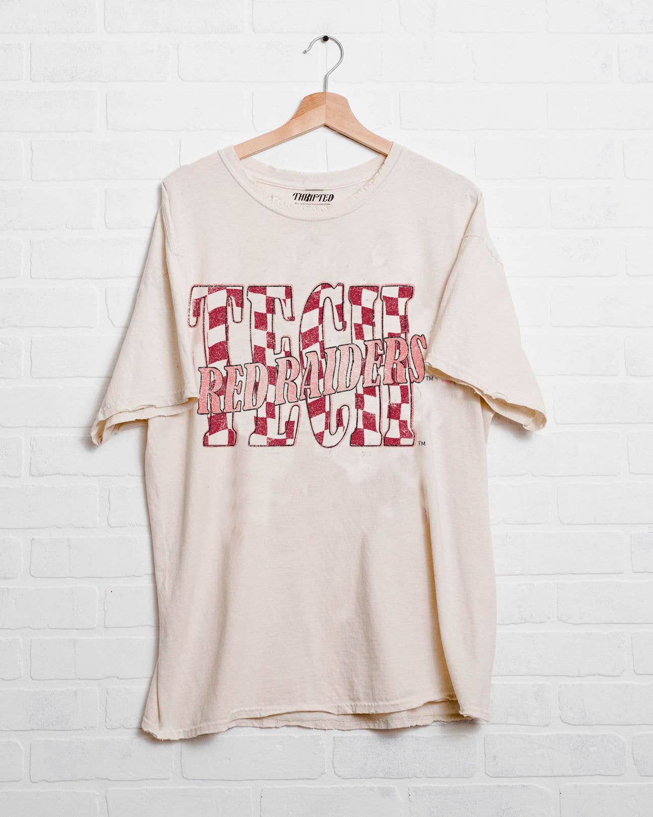 Texas Tech Red Raiders Twisted Check Off White Thrifted Tee