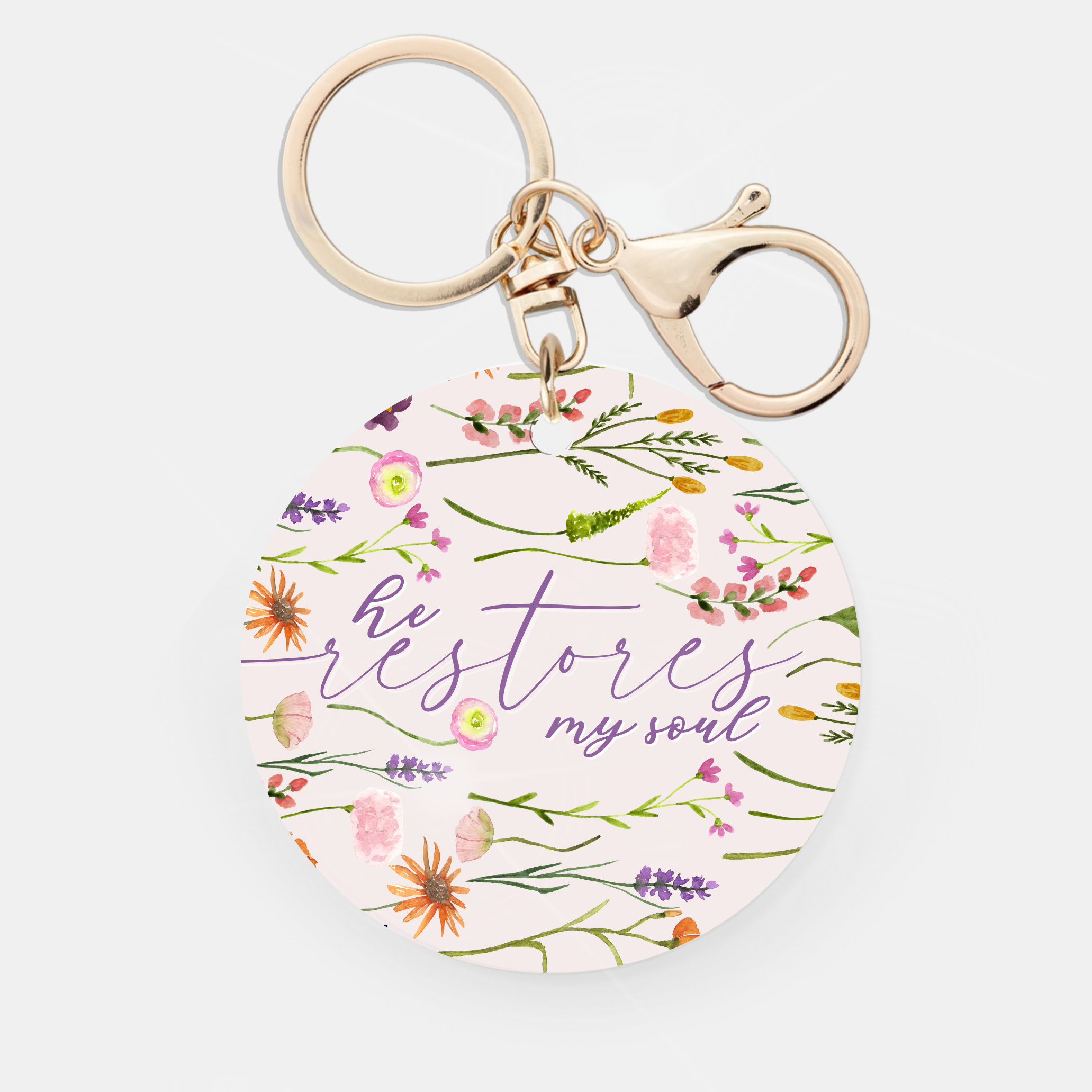 He Restores My Soul Christian Double Sided Acrylic Keychain