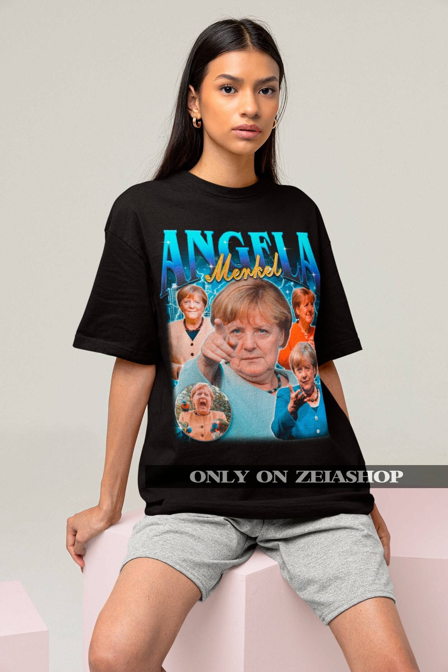 Angela Merkel Bootleg 90s T-Shirt Retro Fan Tribute Tee