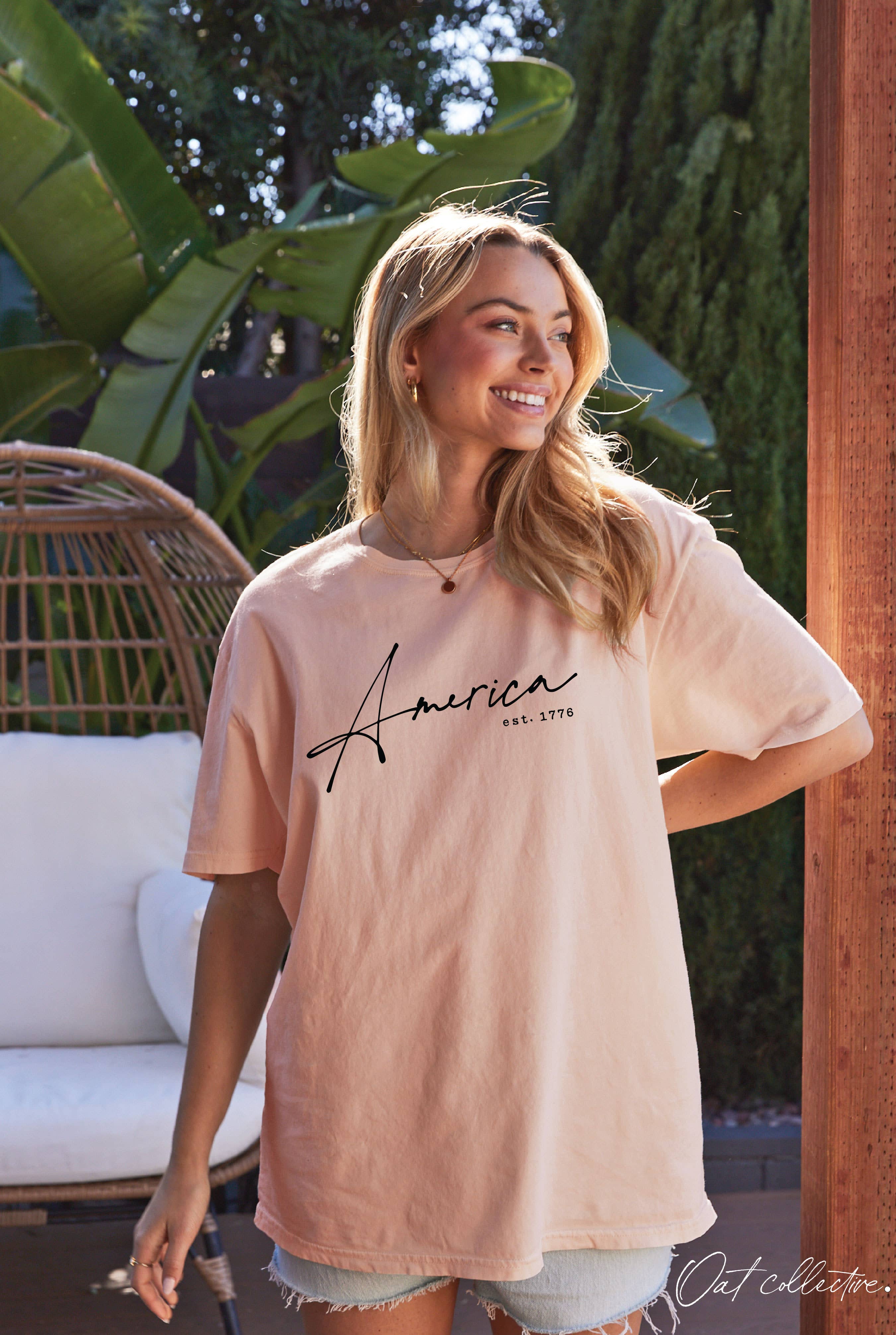America Est 1776 Oversized Graphic Top