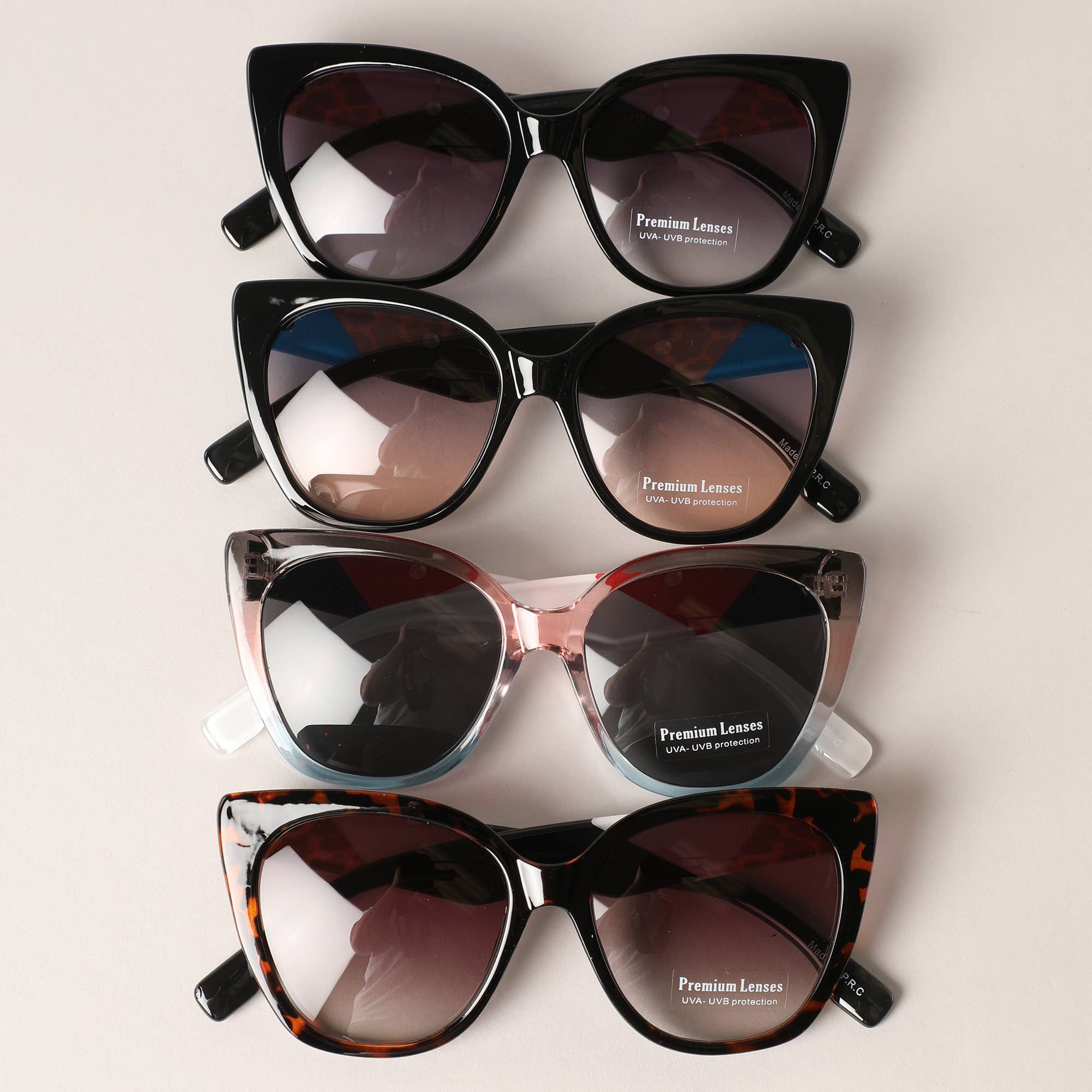 Oversized Cat Eye Color Block Frame Sunglasses