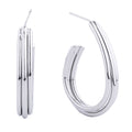 14K Gold-Dipped Triple Line Oval Hoop Post Earring