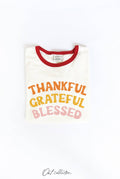 Thankful Grateful Blessed Ringer Graphic T-Shirt