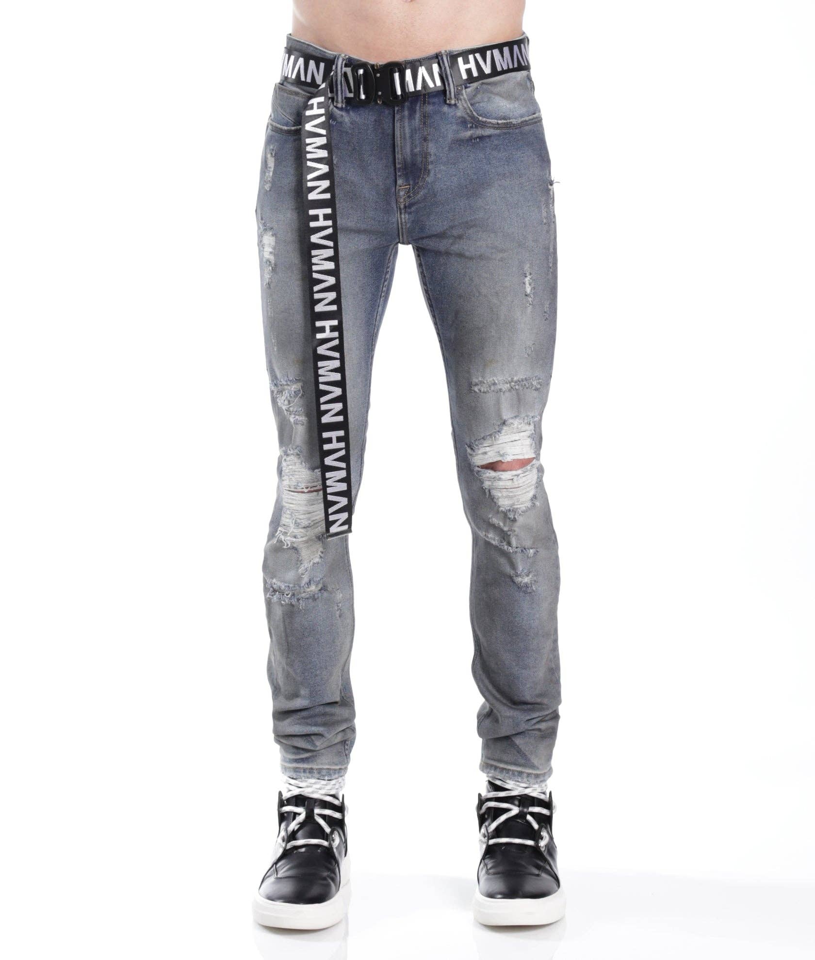 Strat Super Skinny Fit Jean W/Black Belt in Alloy