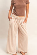 Fold Over Waist Wide Leg Sweatpant