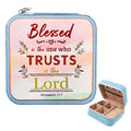 Religion Quote Printed Square Leather Jewelry Box