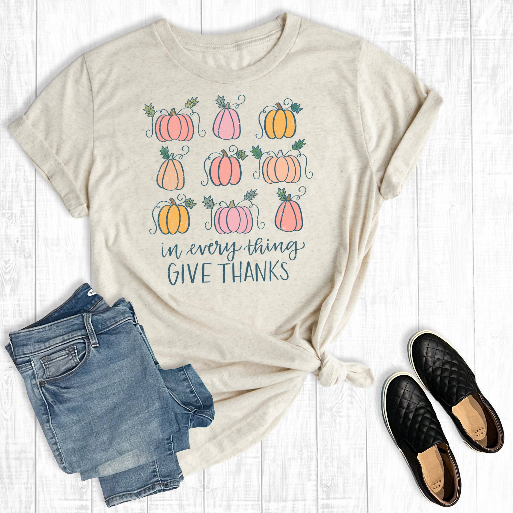 Fall Pumpkins Give Thanks Graphic Tee Graphic Tee