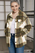 ...0722 Oversized Plaid Fleece Shacket w/ Side Pockets SI-24958