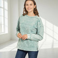 1022 Acid Wash F/Terry Exposed Seam Pullover SI-28951