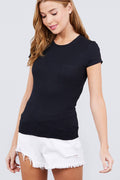 .SI-17046 Fitted Short Sleeve Crew Neck W/Pocket Rayon Spande