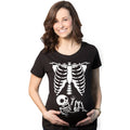 Maternity Skeleton Baby T Shirt with Glow in the Dark Ink Funny Cute Pregnancy Halloween Tee