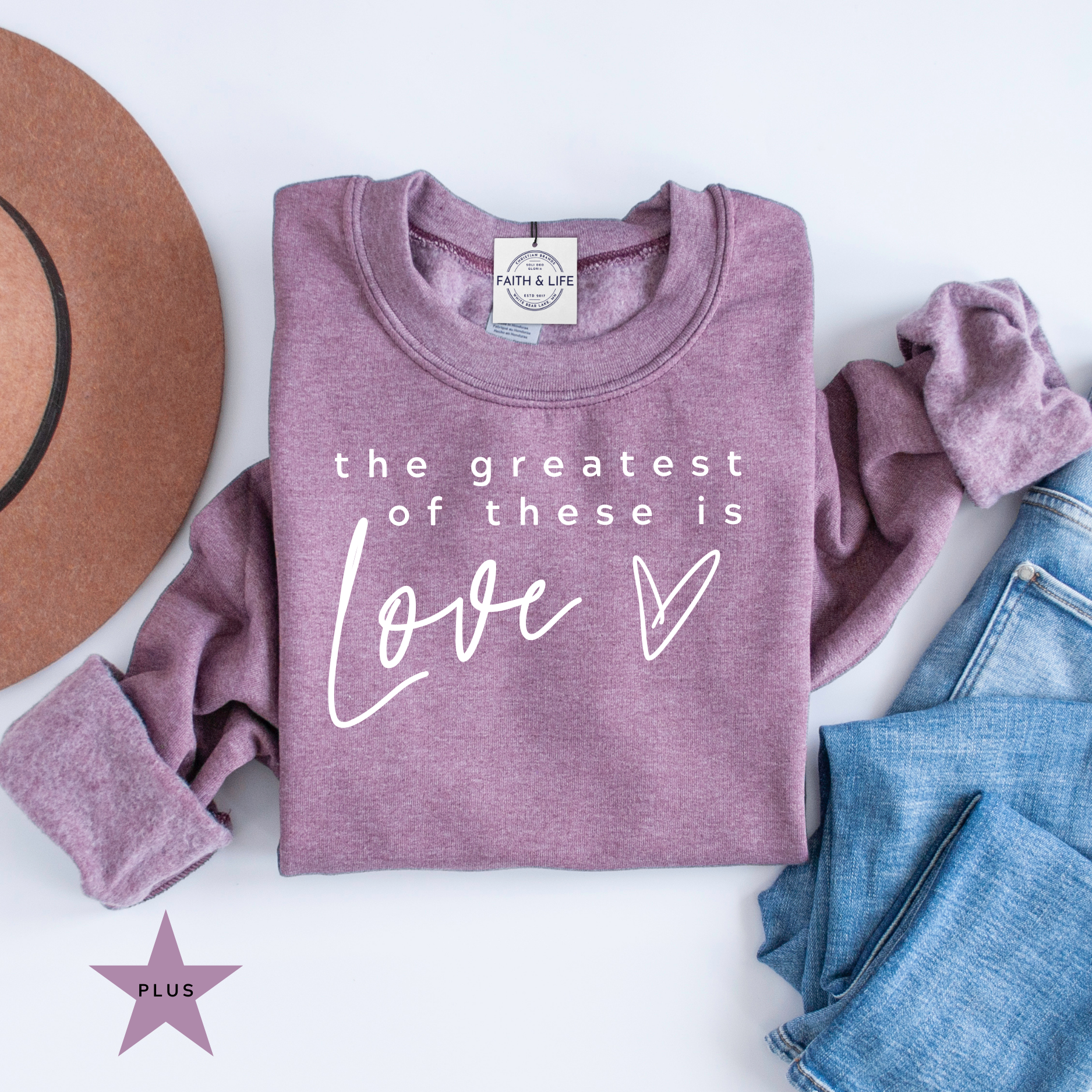 Greatest Is of These Is Love Valentines Crewneck Plus Size