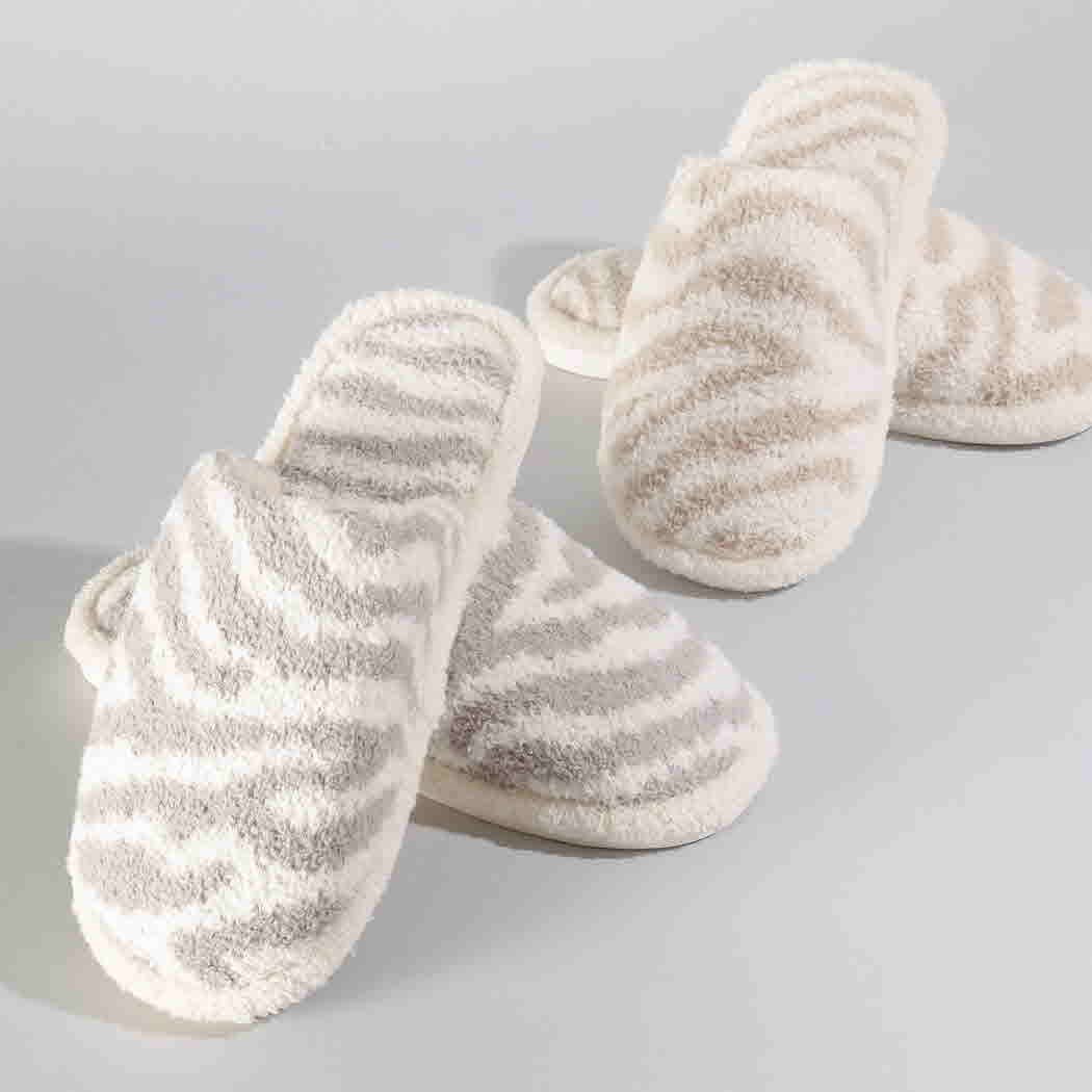 Winter Luxury Soft Zebra Pattern Slipper
