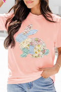 Vibrant Easter Bunny Patchwork Printed T Shirt (S-3XL)
