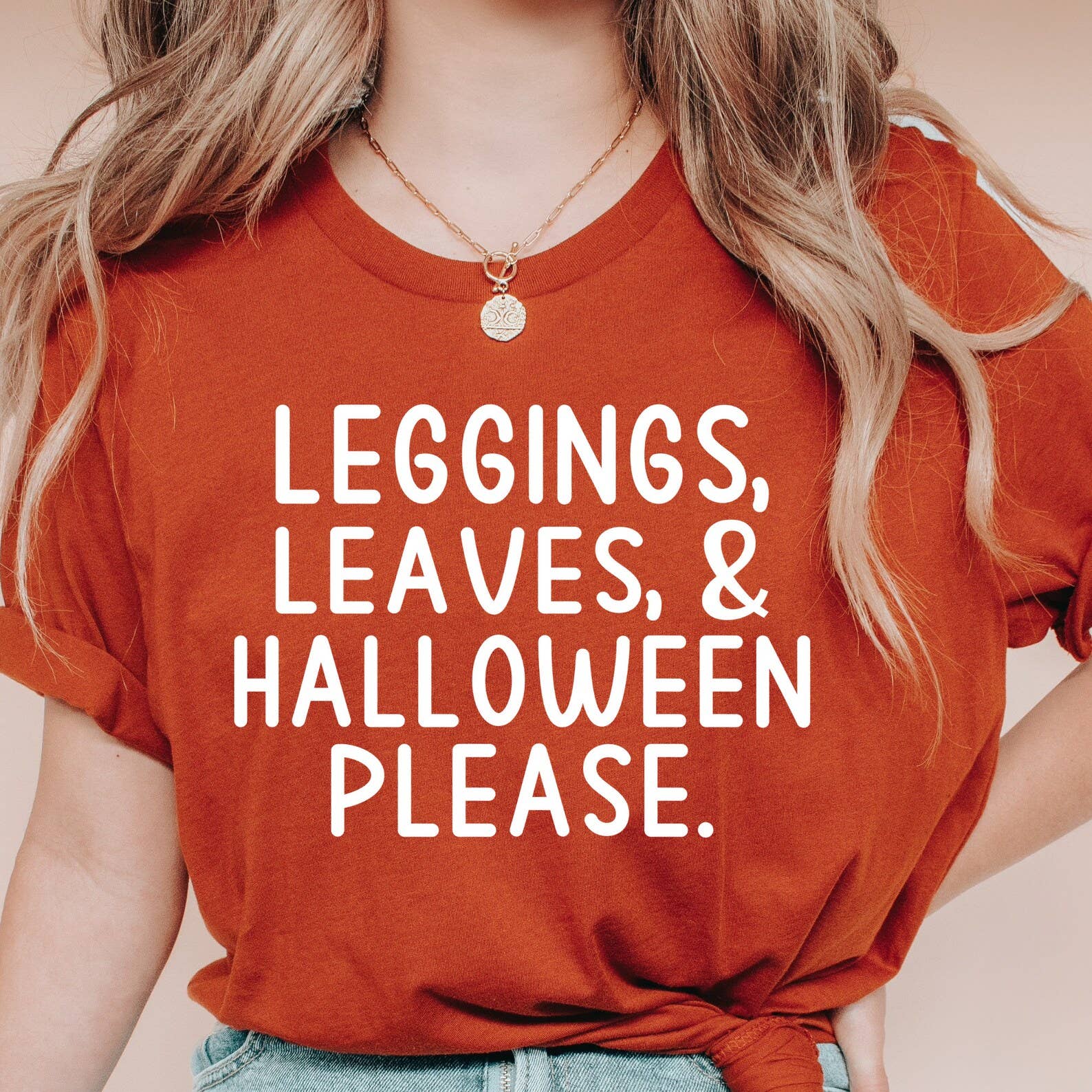 Leggings Leaves and Halloween Please T-Shirt