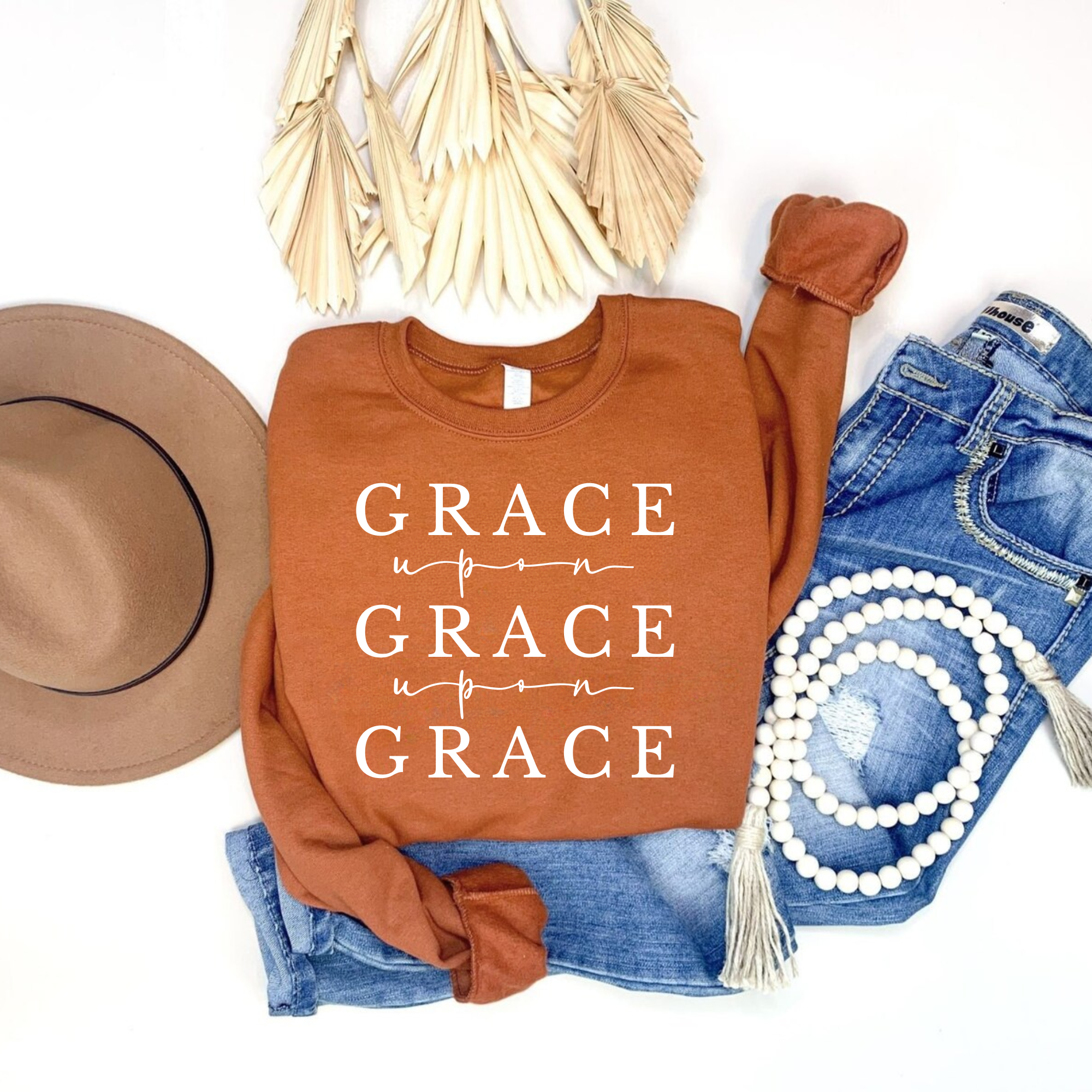 Grace Upon Grace Upon Grace Christian Sweatshirt