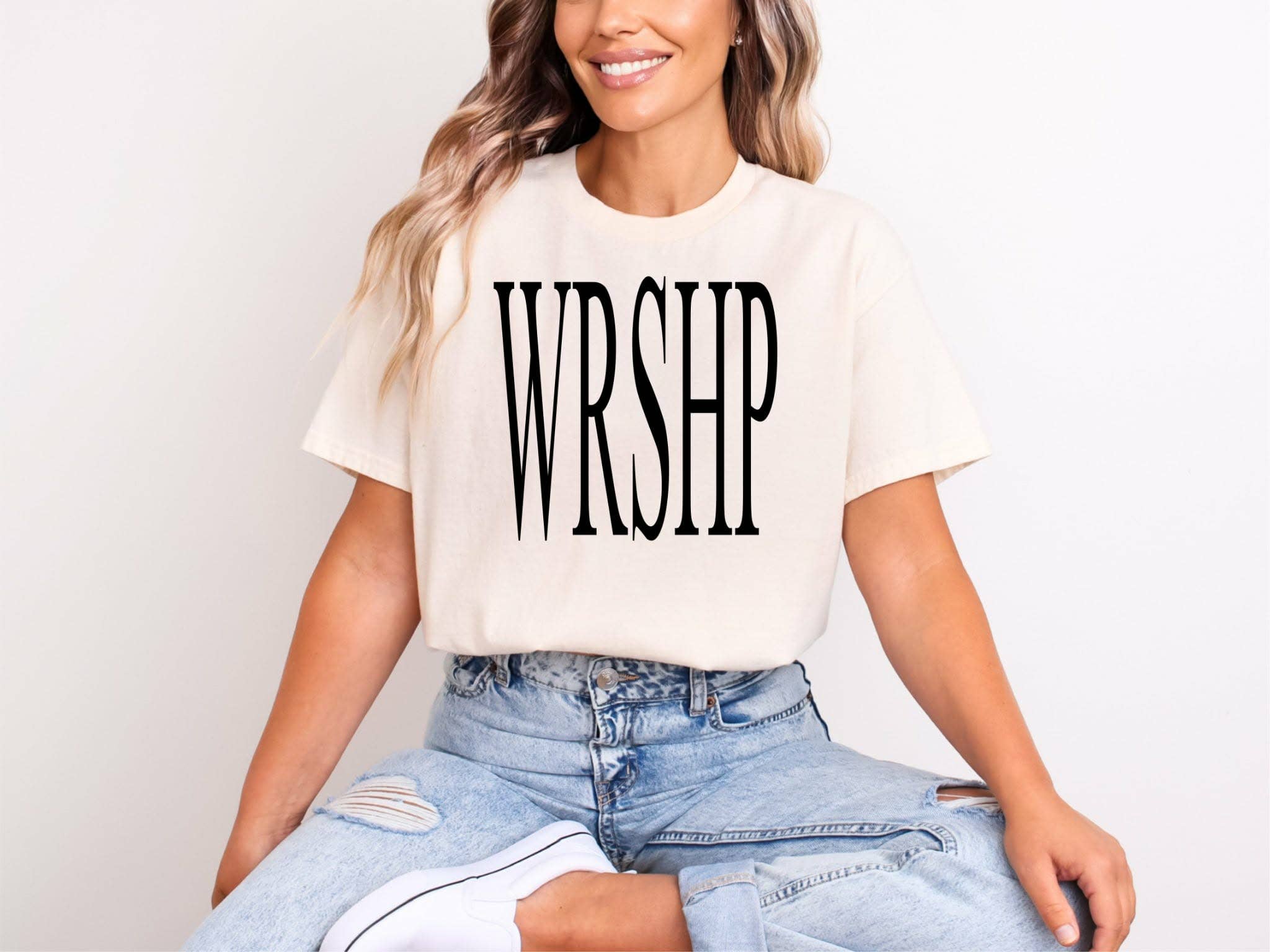 New Worship Christian Cream Bella Women's Graphic Tee