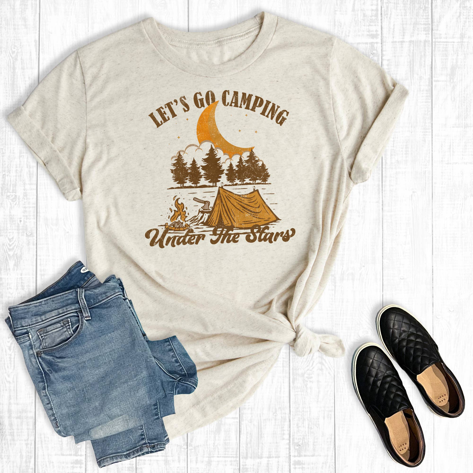 Retro Let's Go Camping Graphic Tee
