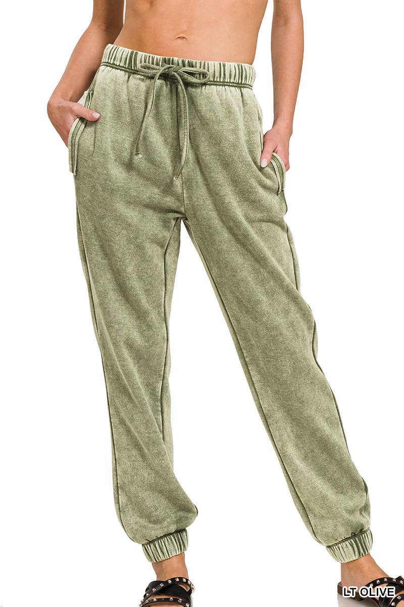 .....1016 Acid Wash Fleece Sweatpants with Pockets SI-26132