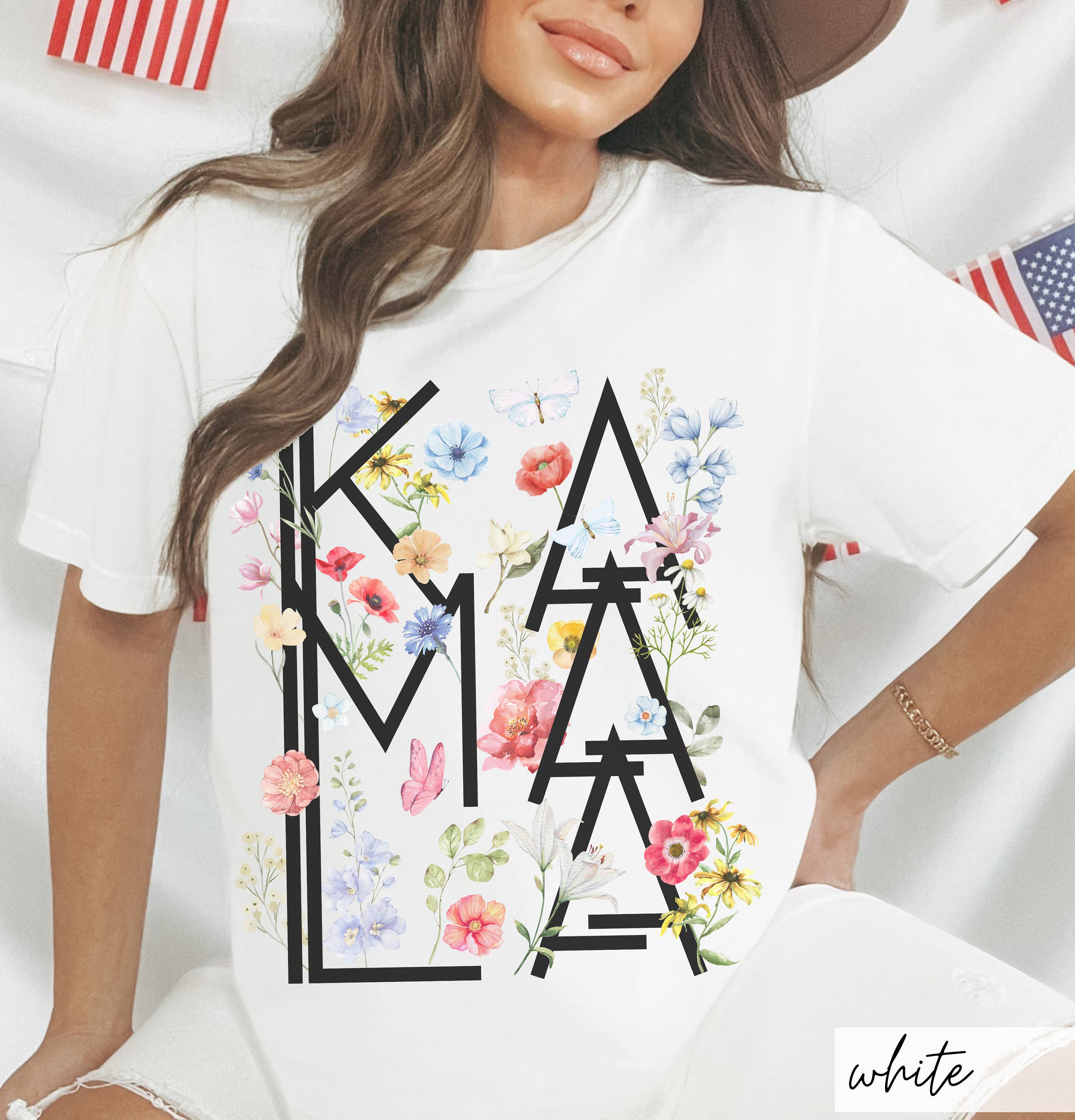 Botanical Kamala 2024 Artsy Floral Voting Election Tee