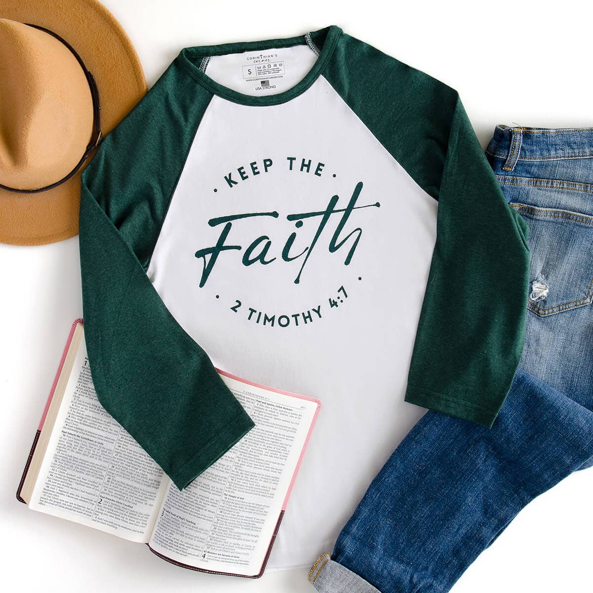 Keep the Faith 3/4 Sleeve Christian Raglan T-Shirt
