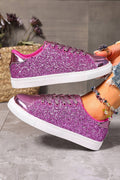 Cheerful Sequin Sleek Patchwork Lace-Up Flat Shoes
